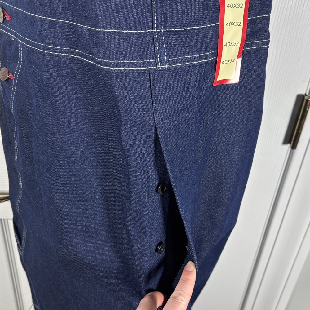 NWT Red Kap Men's Farm Outdoors Denim Blue Jean Bib Overalls 40 x 32 - Picture 6 of 7